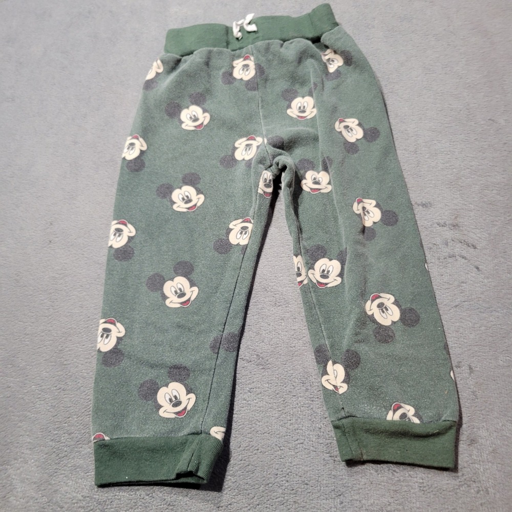 Disney Baby Kids Jogger Pants 24M Green Mickey Mouse All Over Print Casual